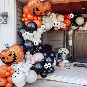 Other Event Party Supplies 156Pcs Halloween Balloons Garland Kit Pumpkin Foil Ballon Double Stuffed Balloons Arch Kit 3D Scary Bat Decor Globos Decorations 231005