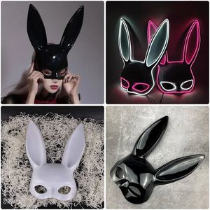 Party Masks Glowing Sexy Bunny EL Wire Mask Cosplay Costume Accessories Luminous Rabbit LED Mask For Nightclub Dance Party 231006