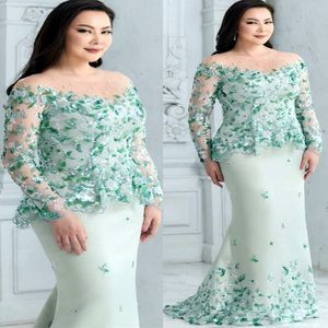 Ebi Oct Arabic Aso Sage Mermaid Bride Dresses Lace Beaded Evening Prom Formal Party Birthday Celebrity Mother Of Groom Gowns Dress ZJ