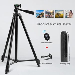 Tripods 152 cm czarny statyw Extible Portable Selfie wsparcie z zdalną migawką i hang torebki dla telefonów komórkowych