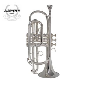 Cornet BB Flat Cornet Trumpet 악기 실버 플레이트 트로피타 마우스 피스 및 캐리 케이스 악기 전문가