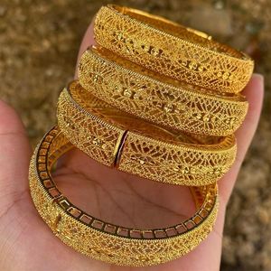 Bangle Etiopian Bracelets Habesha 24k Gold Color Saudi Arabski Dubaj Bangles dla kobiet biżuteria ślubna Afrykańskie prezenty 229w