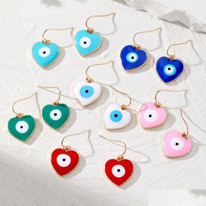 Charme Colorf Turco Azul Evil Eye Coração Encantos Brincos Para Mulheres Nova Moda Sorte Pingente Orelha Jóias Drop Delivery Dhgarden Dhua1