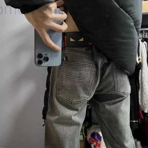 Męski projektant dżinsów 2023 Wiosna i jesień nowe haftowane szare sieć czerwona marka Tide Wszechstronna Slim Fit Małe stopy swobodne długie spodnie YQ5I