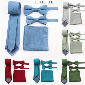 Bow Ties Classic 6 5 cm 100 Cotton Tie Pocket Square Fashion Men and Children Four uppsättningar av enkla casual skjorta tillbehör 231005