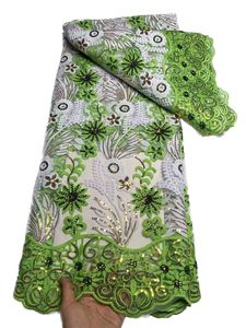 2023 de alta qualidade tule francês lantejoulas renda tecido bordado 5 jardas vestido de festa africano costura material líquido nigeriano verde trajes modernos banquete casamento KY-6139