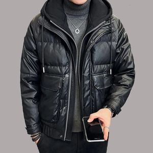 Piumino da uomo Parka invernale Casual Anatra con cappuccio Giubbotti Solido Nero Caldo Piumino Capispalla Spessore antivento Uomo Top Abbigliamento 231005