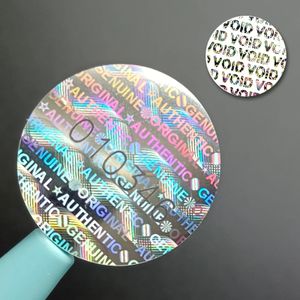 Other Decorative Stickers Silver Circular holographic sticker warranty void seals Adhesive labels with serial number High security laser stickers 1.5cm 231005