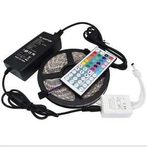 5M Led Strip 5050 SMD RGB Waterproof 300 LEDs Roll with 44 keys IR Remote with 12V 5A Power Adapter used directly245g