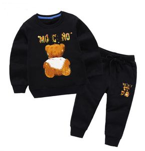 Hot Sell Kids Hoodie tröja Set Fashion Classic Style 2-9 år Ny vintervillus pojkar och flickor sportdräkt baby spädbarn korta ärmkläder