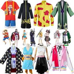 Film Red Anime Cosplay Costume Kids Boy Women Anime Luffy Wano Arc Nico Zoro Uta Nami Kimono Yukata Hat Outfit Halloweencosplay