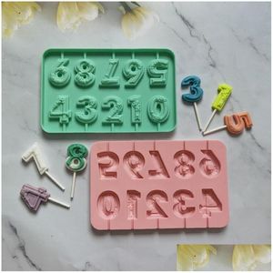 Baking Moulds 0-9 Fondant Number Sile Mold Cheese Stick Lollipop Candy Cake Craft Decoration Birthday Graduation Anniversary Mj1241 Dhnly