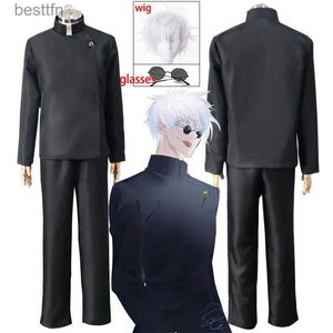 Theme Costume Anime Jujutsu Kaisen Gojo Satoru Cosplay Come Glasses High School Uniform Wig Suit Halloween Come Men AdultL231007