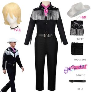 Film Barbi Ken Ryan Gosling Cosplay Costume Women Män barn Cowboy Hat Shirt Pants Suit Wig Party Halloween Uniform Full Costumecosplay