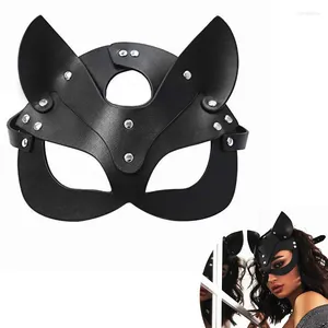 Articoli per feste Donne Sexy Maschera esotica in pelle femminile Mezza faccia Cosplay Halloween Ball Punk SM Gioco per adulti Babydoll