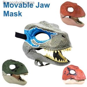 Tematdräkt Halloween Dinosaur Mask Play Props Jurassic World Raptor Dinosaur Mask Halloween Cosplay Come For Kids Festival Carnival Giftl231008