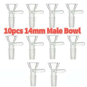 10pcs/set 14 mm męska ciężka szklana miska do rur wodnych Hookah Bong Bong Głowa przezroczystość