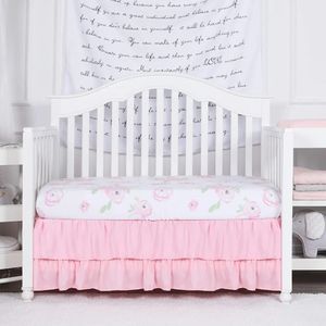 Bed Skirt Standard Double Layers Soft Ruffles Crib Bed Skirt with Bed Surface- Nursery Toddler Bed Cover for Baby Girls Boys 231007