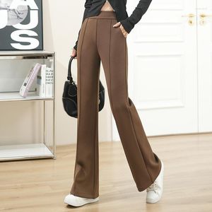 Women's Pants Autumn Flare For Women Wearing High Waist Slim Elastic Korean Design Feel Casual Bell-bottoms