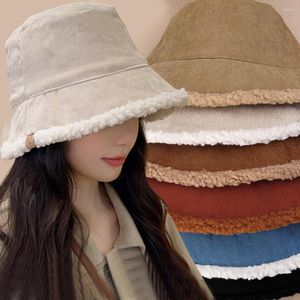 Berety zimowe odwracalne sztuczne futrzaki kapelusz kobiet wełniany wełniany polar Caperoy Fisherman Hats Panama Brim ciepły zimny odporny