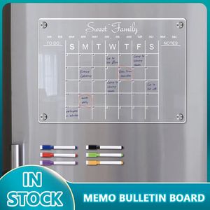 Imãs de geladeira planejador diário semanal claro acrílico placa de calendário magnético plano semanal plano diário bloco de notas adesivo de geladeira magnética 231007