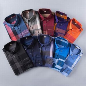 Vestido masculino camisas casuais luxo fino seda camiseta manga longa casual roupas de negócios xadrez marca 17 cores M-3XL219B