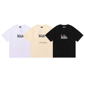 Modische Herrenbekleidung der Marke KITH Begonia Floral Serif Tee, hochwertiges Baumwoll-Kurzarm-T-Shirt für Männer und Frauen