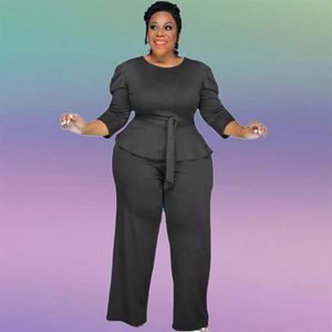 Feminino plus size fatos de treino L-4xl feminino 2 peça conjunto lounge manga longa outfits queda solta dois moda sólida dropwo216u