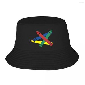 Berets Crayons Red Blue Green And Yellow 2 Bucket Hats Panama For Man Woman Bob Fisherman Summer Beach Fishing Unisex Caps