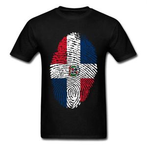 Erkek Tişörtleri Yaz Tişörtleri Erkekler Dominik Cumhuriyeti Bayrak Parmak İzi T-Shirt Benzersiz Erkek Giyim Vintage Üstler Bağımsız D2221