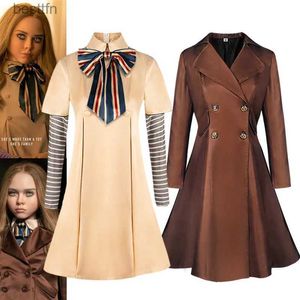 Theme Costume Movie M3GAN Cosplay Come Kids Megan Dress AI Doll Robots Dress Top Full Set Outfit for Girls and Adult wig HalloweenL231007