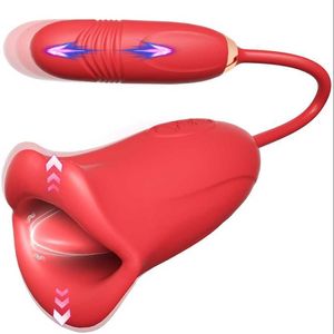 adult sex toys for women Rose Vibrator Toy Thrusting Telescopic Sucking Dildo Egg Female Tongue Licking g Spot Nipple Clit Stimulation Sex Women
