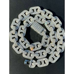 Halskette Moissanit 18 mm Icey Vvs Cuban Chain Link Baguette Moissanit Diamant Mariner Link Cuban