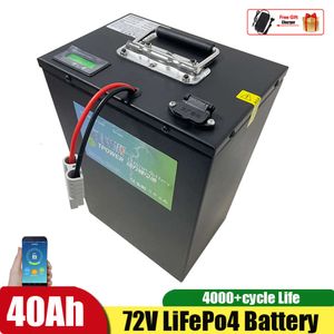 72V 40Ah Lithium-Eisen-LiFePo4-Akku Bluetooth BMS APP für 3000W Roller Motorrad Gabelstapler Kran LKW + Ladegerät