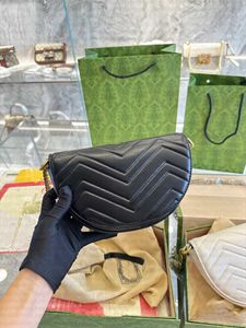 Luxury Women Classic Saddle Bag Chain Shoulder Strap Fashion Axel Bag Striped Leather 20cm Designer Bag
