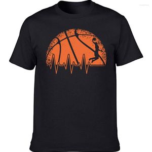 Men's T Shirts Funny Basketball Heartbeat Summer Style Graphic Cotton Streetwear Short Sleeve Lovers Gifts T-shirt Men