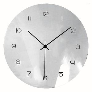 Wall Clocks Silver Acrylic Mirror MDF Wood Clock Custom Creative