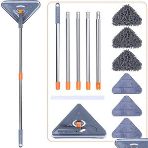 Mops Wall Mop With Long Handle 360 ° Rotating Triangle Microfiber Cleaning Adjustable Dry And Wet Dust Cleaner For Floor Drop Delivery Dhkcl