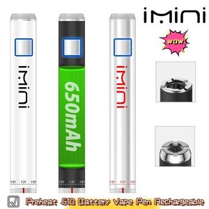 Shenzhen Vape Pil Pil Imini 650mAh 14mm Ari Vape Kalem 1.8-4.2V Ön Isıtma Değişken Voltaj VV Piller 510 kartuş arabaları için önceden ısıtma 510 pil şarj edilebilir