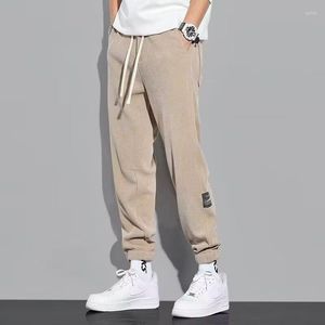 Pantaloni da uomo Abbigliamento Harem con coulisse a vita media in velluto a coste per le vacanze Pantaloni casual con cuciture in tinta unita