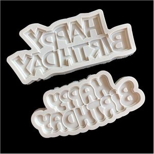 Backformen Alles Gute zum Geburtstag Sile Mold Englische Buchstaben Candy Fondant Gum Paste Kuchen Dekoration Word Board DIY Supplies MJ1235 Drop D DHSNL