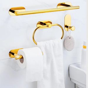 Set di accessori da bagno senza foratura Porta asciugamani di carta in acciaio inossidabile Bagno Cucina Porta rotolo di carta igienica Porta carta Porta accappatoio Set porta asciugamani 231007