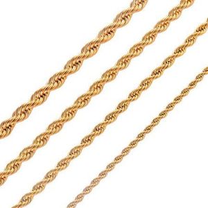 Whole - 3mm 4mm 5mm 18K Gold Plated Necklace Chain Rope Men Womens Chain Gifts Jewelry 20inch 24inch 28inch259O