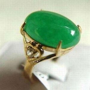 Anello in giada verde genuina, grazioso e a buon mercato, da donna, misura 6-8266I