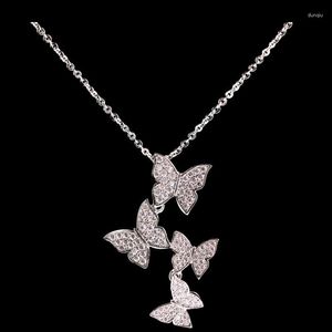 Hängsmycken söt fjäril hänge kedja silver guld zirkon halsband mode koreanska smycken kvinnlig 952