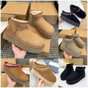 Women Classic Ultra Mini Boot Australian Winter Snow Designer Tasman Tazz Pälsplattform Höjd Stövlar tofflor Ankel Sherpa tröja Booties