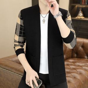 2023 nova primavera e outono malhas cardigan masculino camisola listrado juventude casual tendência casaco de outono masculino