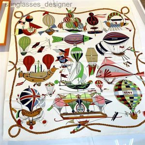 Pendant Scarves Cartoon Balloon Twill Silk Scarf Handmade Curled Luxury Brand Square Hijab Scarf Women Bandana Foulard Head Scarves Shll231007