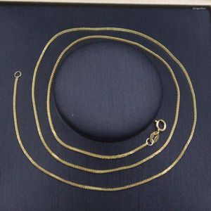 Łańcuchy Real Pure 18k żółte złoto kobiety Lucky 0,8 mm Naszyjnik pszenicy 45 cm/1,2-1,4g