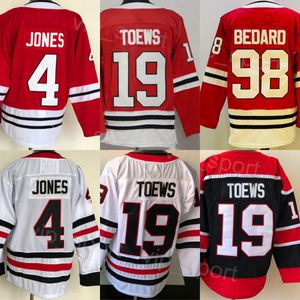 Mens Hockey 4 Seth Jones Jersey Reverse Retro 19 Jonathan Toews 98 Connor Bedard Stitching Black White Red Team Away Pure Cotton For Sport Fans Pullover Breathable